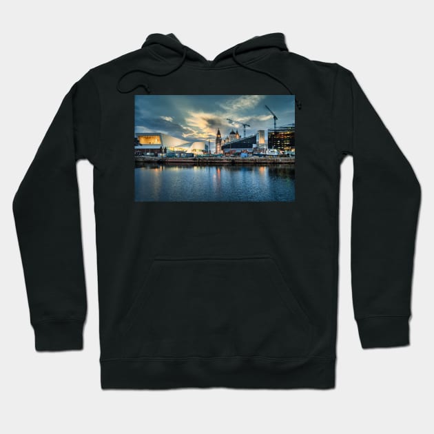 Liverpool skyline at night Hoodie by stuartchard